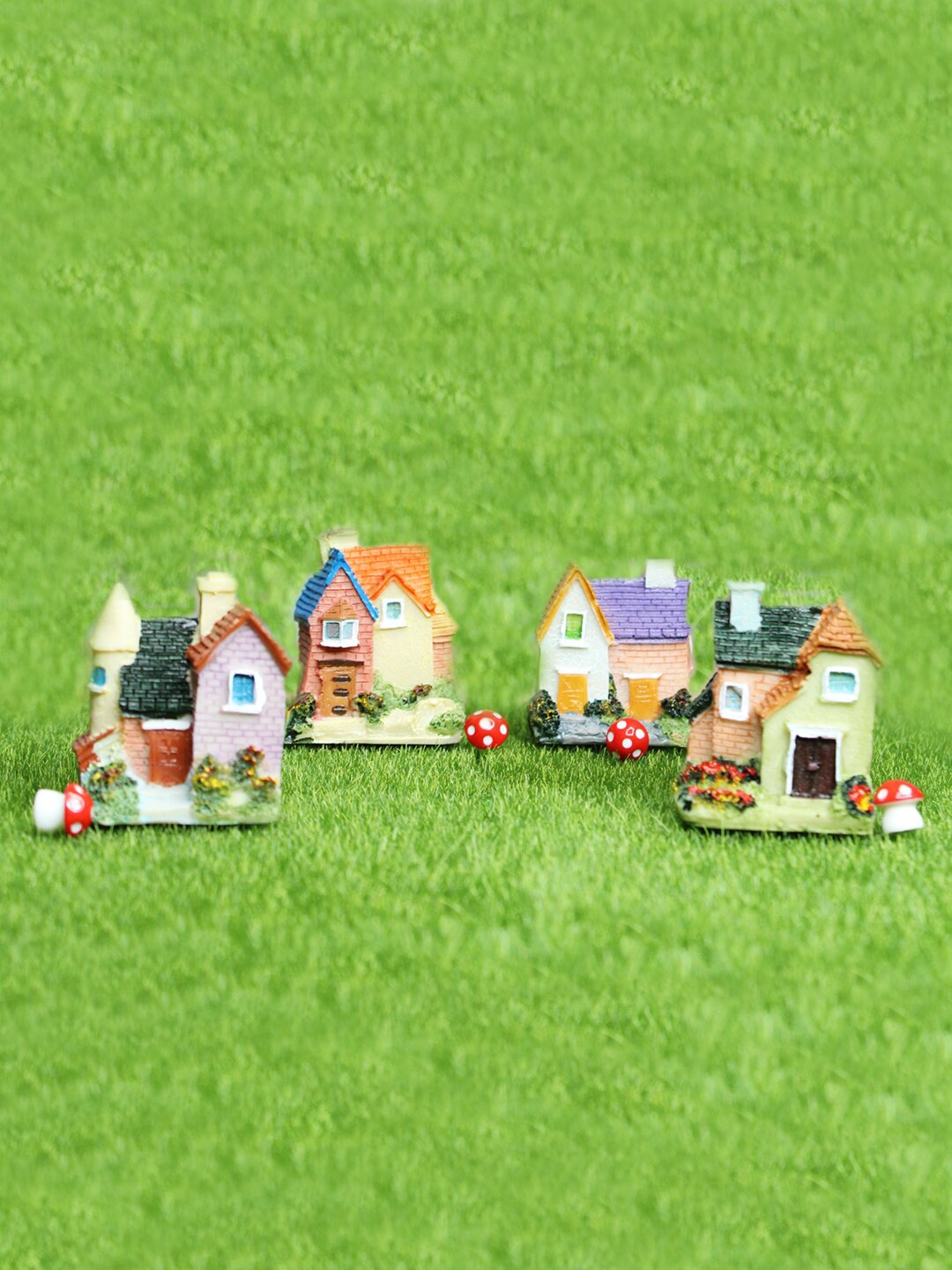 

Wonderland Multicoloured Set of 4 Big Houses Fairy Garden Accessories, Multi