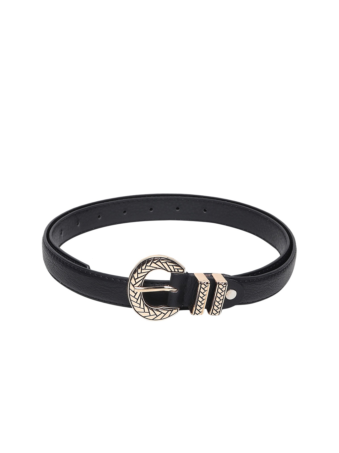 

Swiss Design Women Black PU Belt with Tang Closure