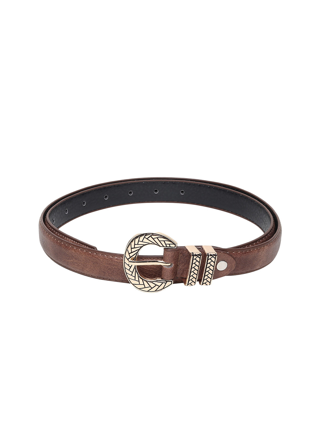 

Swiss Design Women Brown PU Belt with Tang Closure