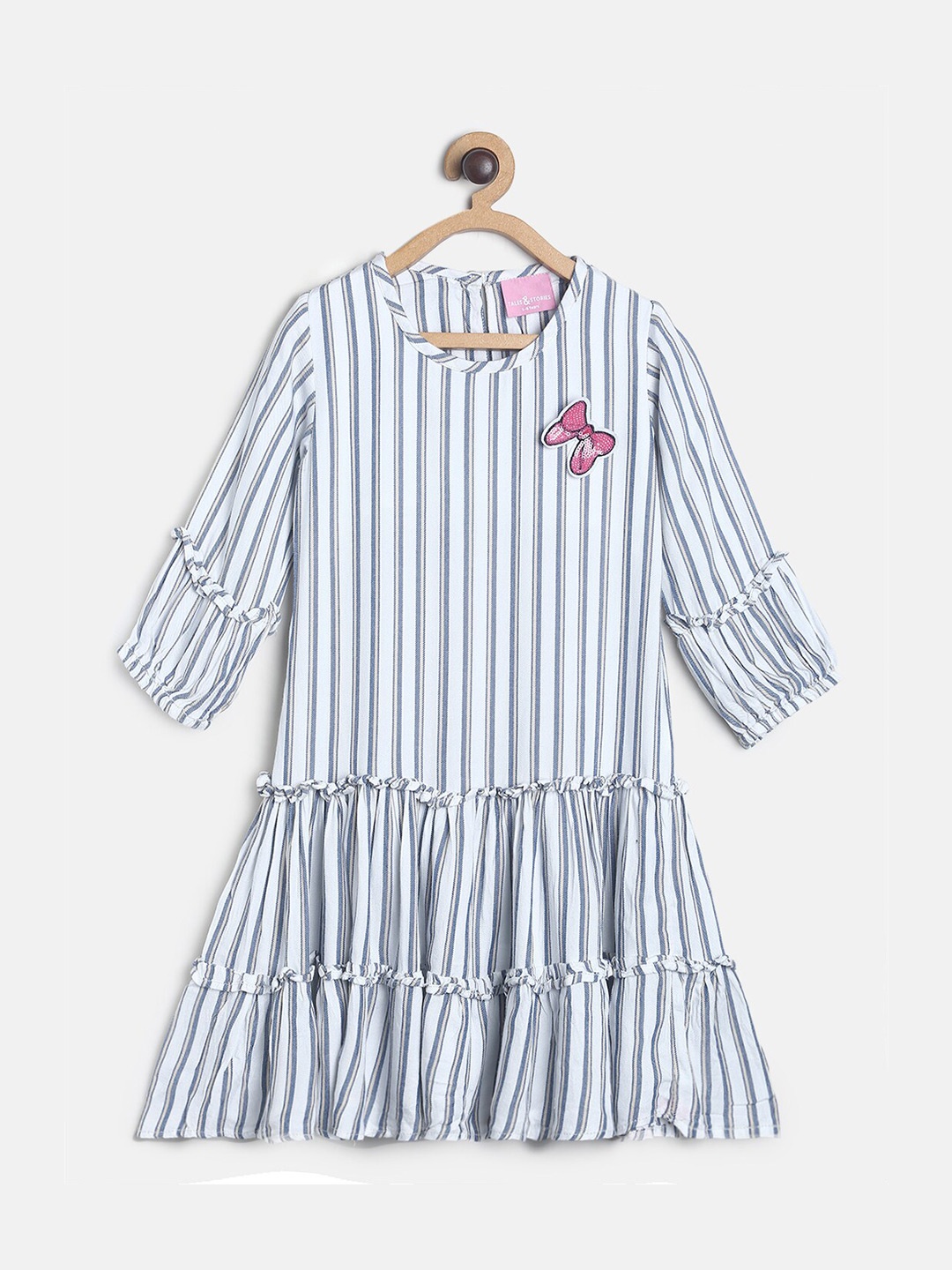 

TALES & STORIES White Striped Drop-Waist Dress