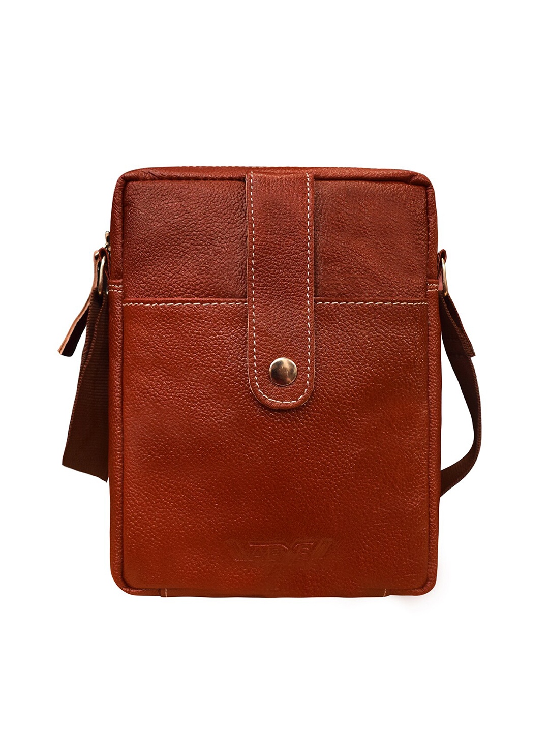 

ABYS Unisex Brown Textured Genuine Leather Messenger Bag
