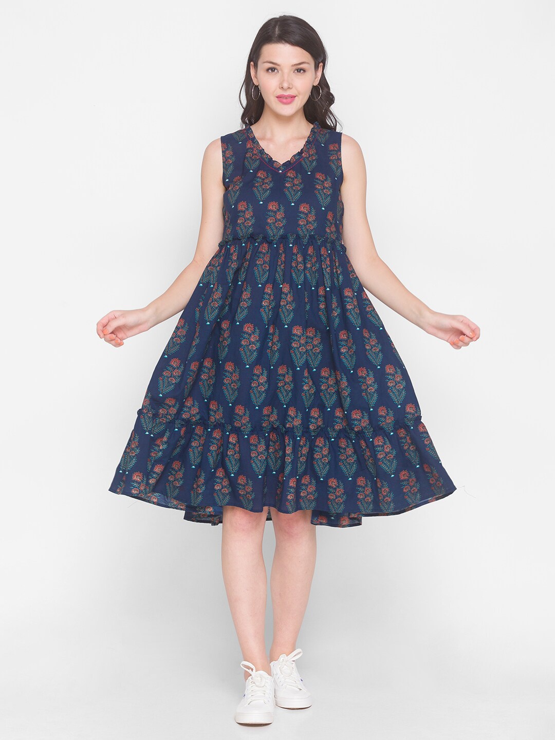 

TERQUOIS Navy Blue Floral Dress