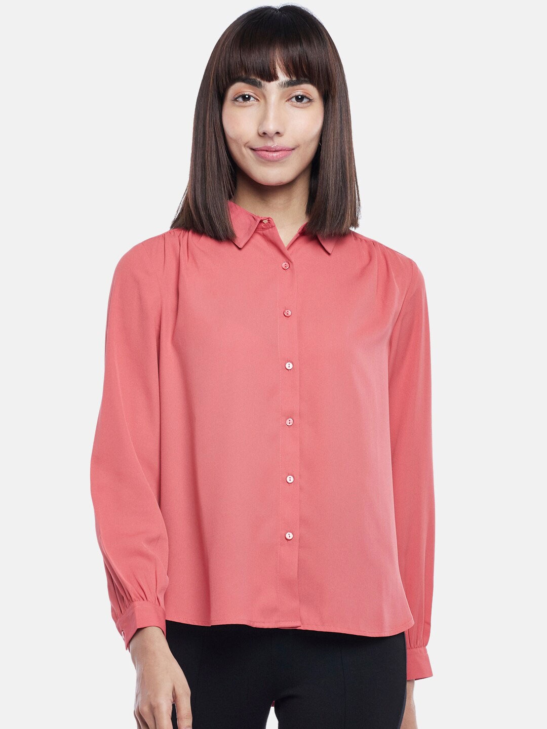 

Annabelle by Pantaloons Women Coral Shirt Style Top
