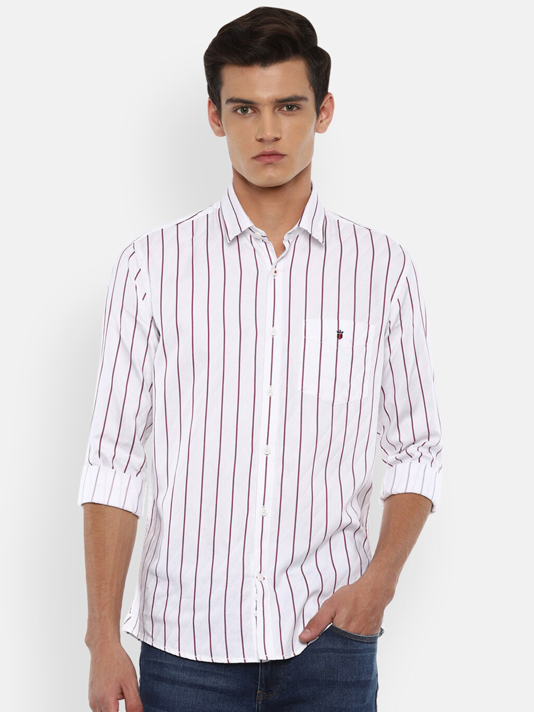 

Louis Philippe Sport Men White Striped Slim Fit Casual Shirt