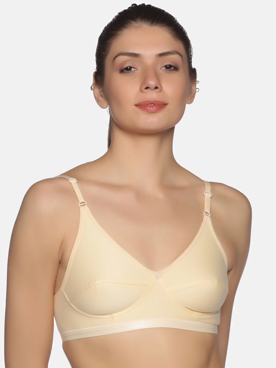 

NOT YET by us Cream Solid Non Wired Non Padded Medium Coverage Shaper Bra