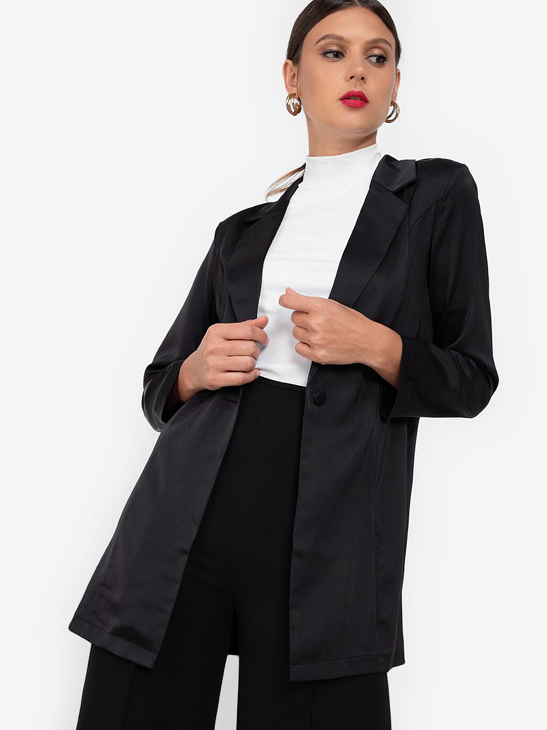 

ZALORA WORK Women Black Longline Tailored Jacket