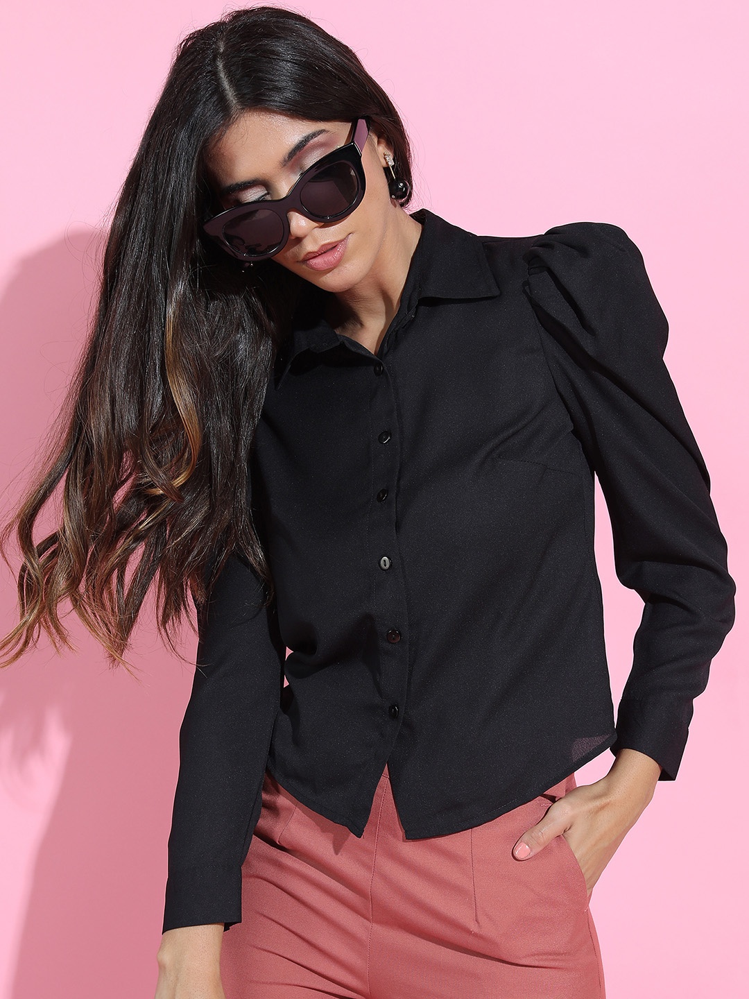 

CHIC BY TOKYO TALKIES Women Stylish Black Solid Top