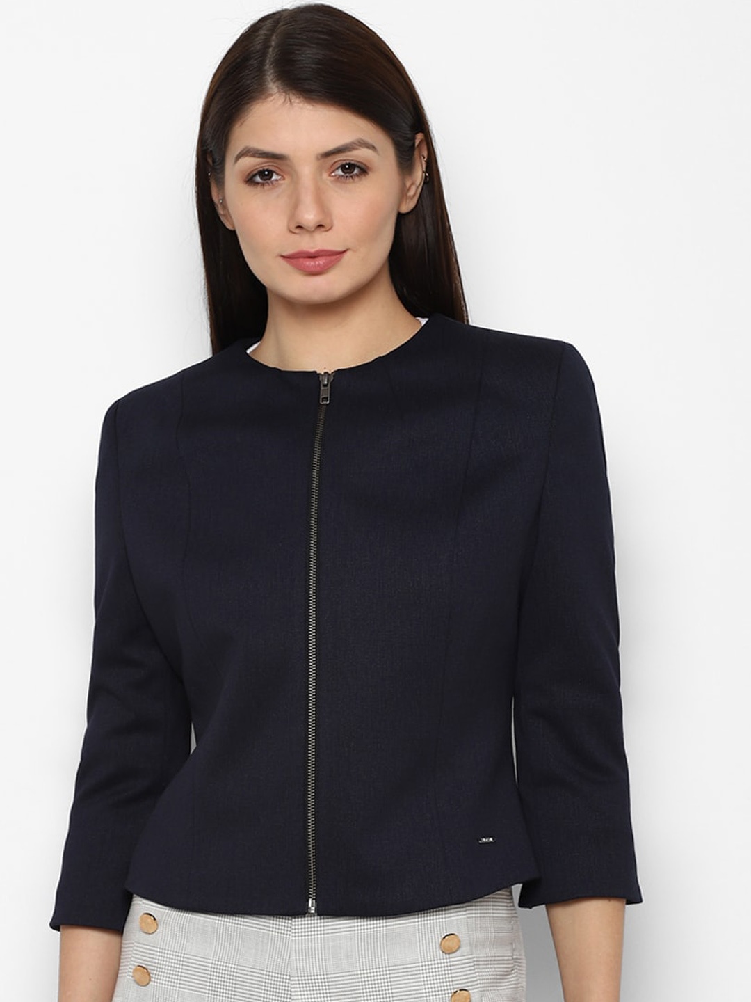 

Allen Solly Woman Navy Blue Solid Blazer