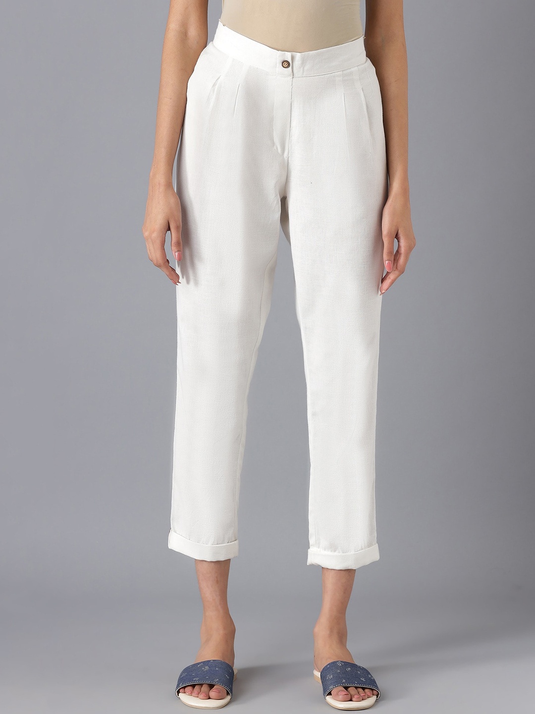 

AURELIA Women White Pleated Trousers