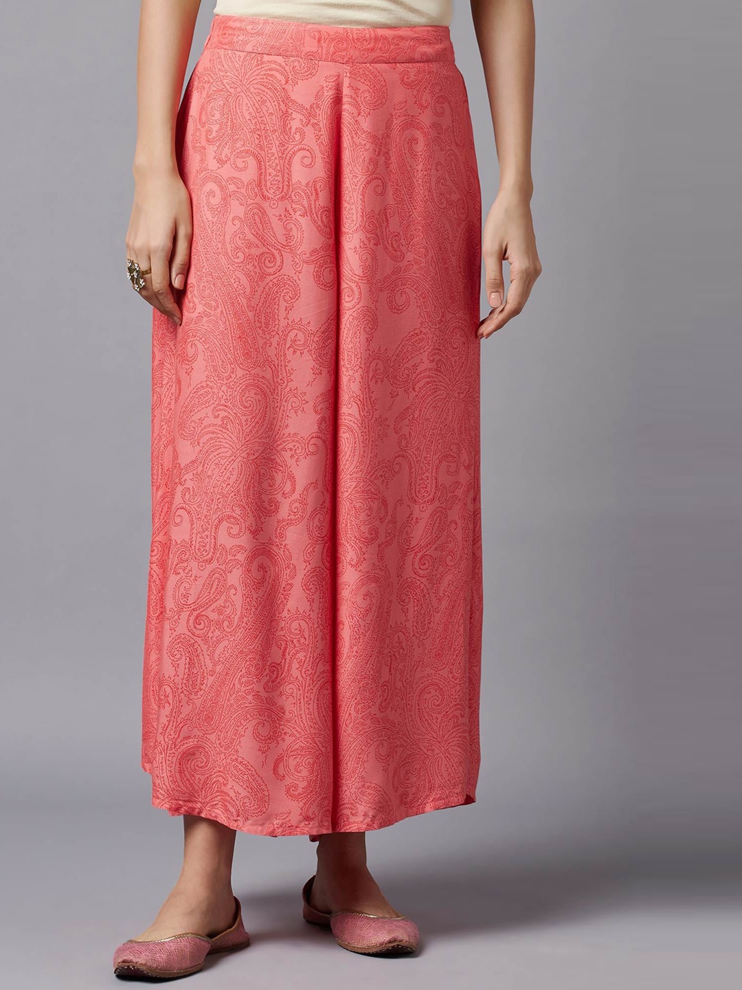 

AURELIA Women Peach Ethnic Motifs Printed Loose Fit Trousers