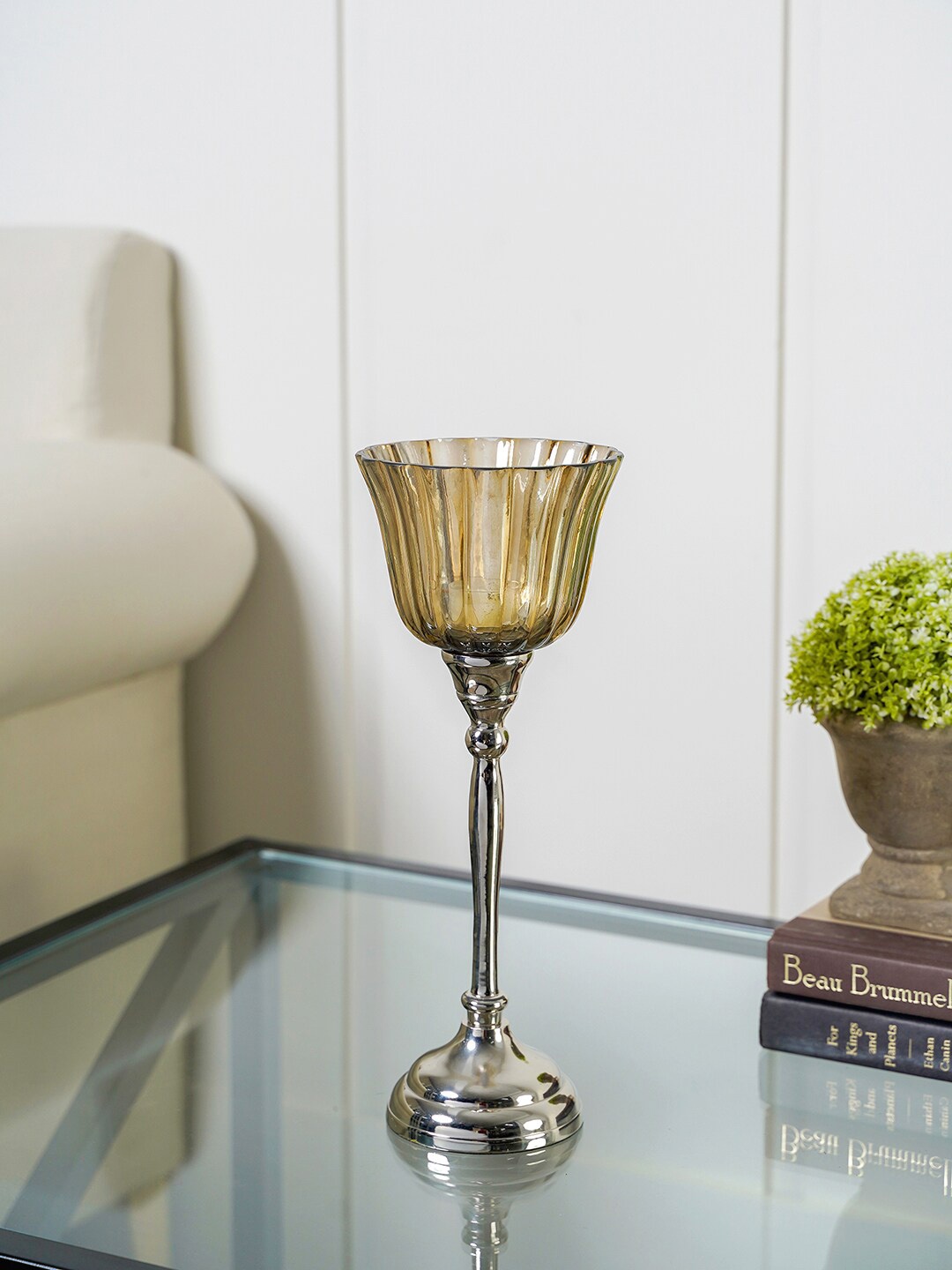 

Pure Home and Living Silver-Toned & Brown Large Glass Candle Votive Holders
