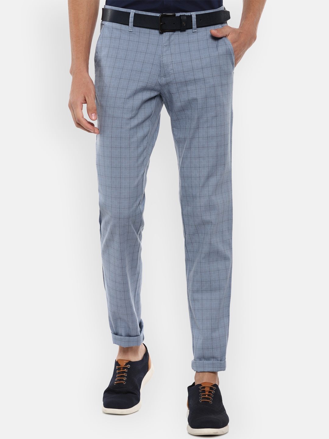 

Louis Philippe Sport Men Blue Checked Slim Fit Trousers