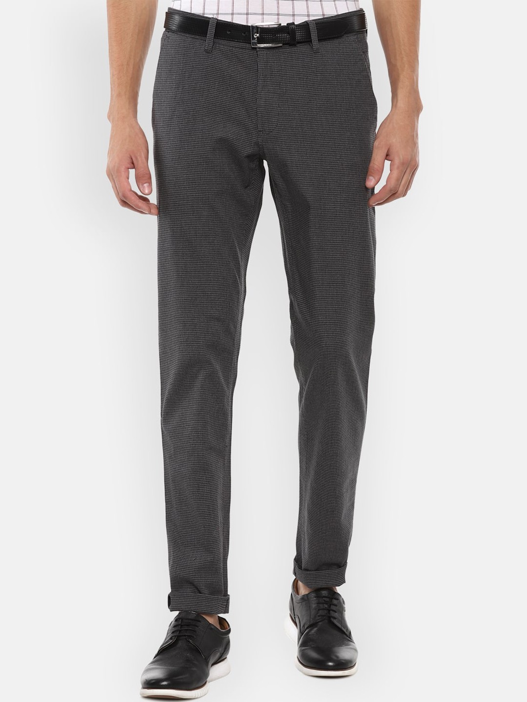 

Louis Philippe Sport Men Grey Textured Slim Fit Trousers