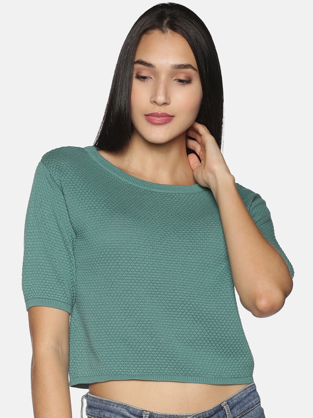 

Blissclub Women Green Pure Cotton Step out Top