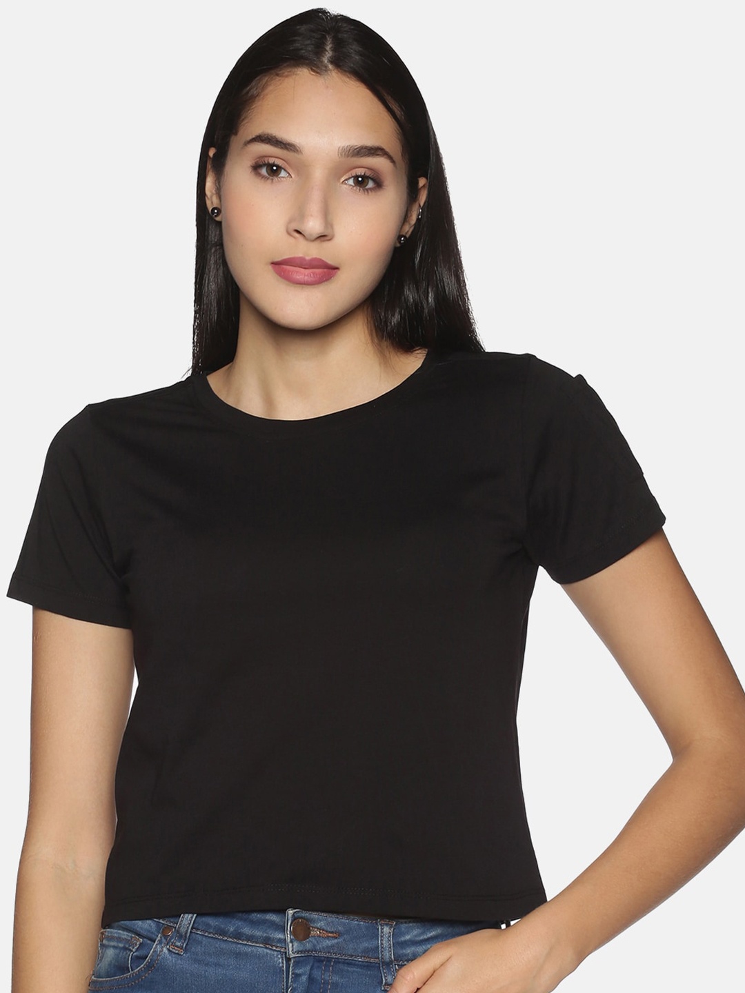 

Blissclub Women Black Pure Cotton T-shirt