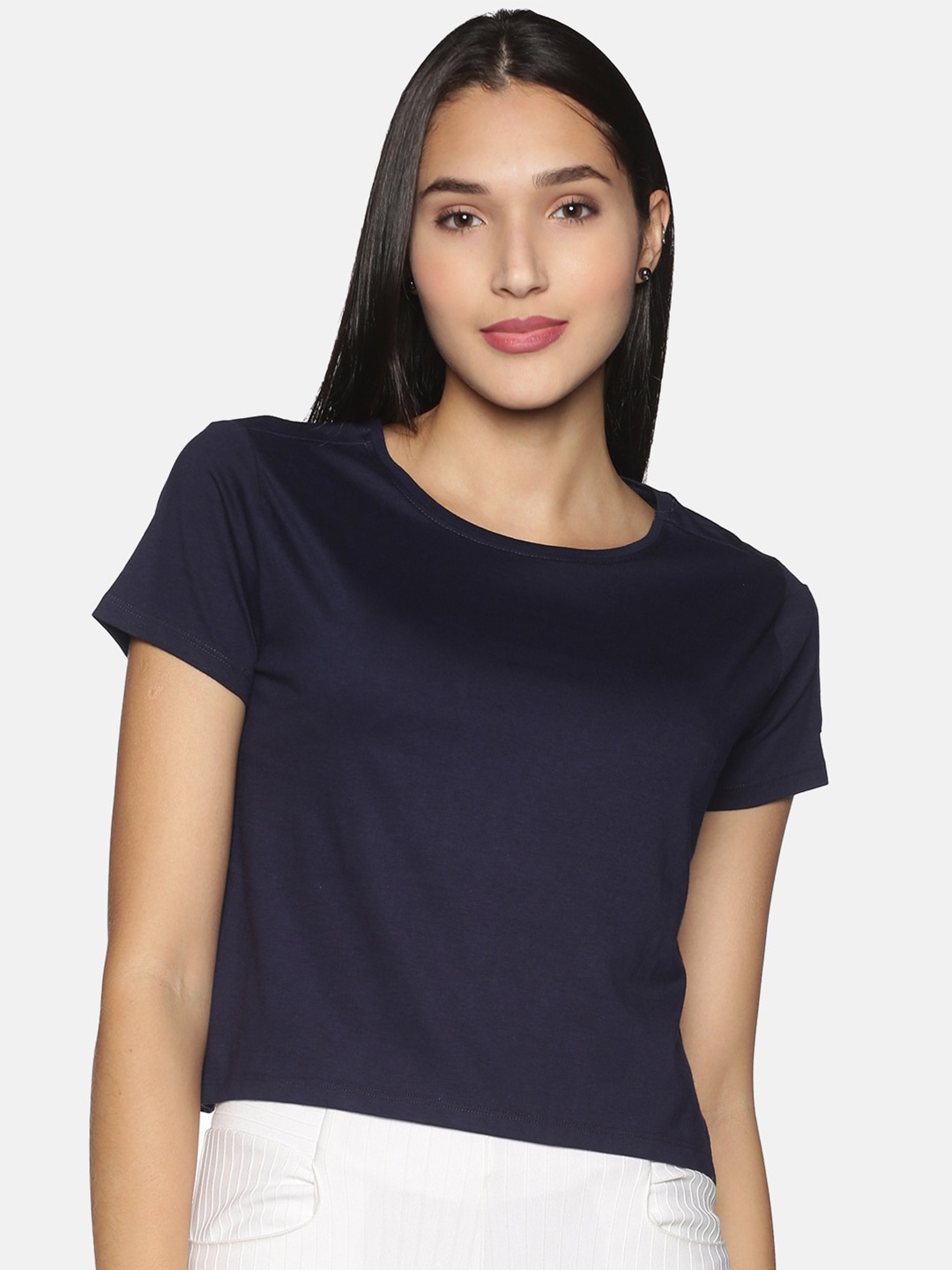 

Blissclub Blissclub Women Navy Blue Pure Cotton Bestee Crop Top