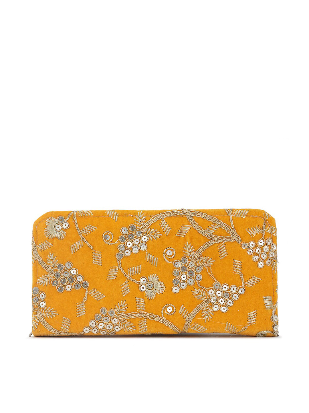 

gaura pakhi Yellow Embellished Purse Clutch