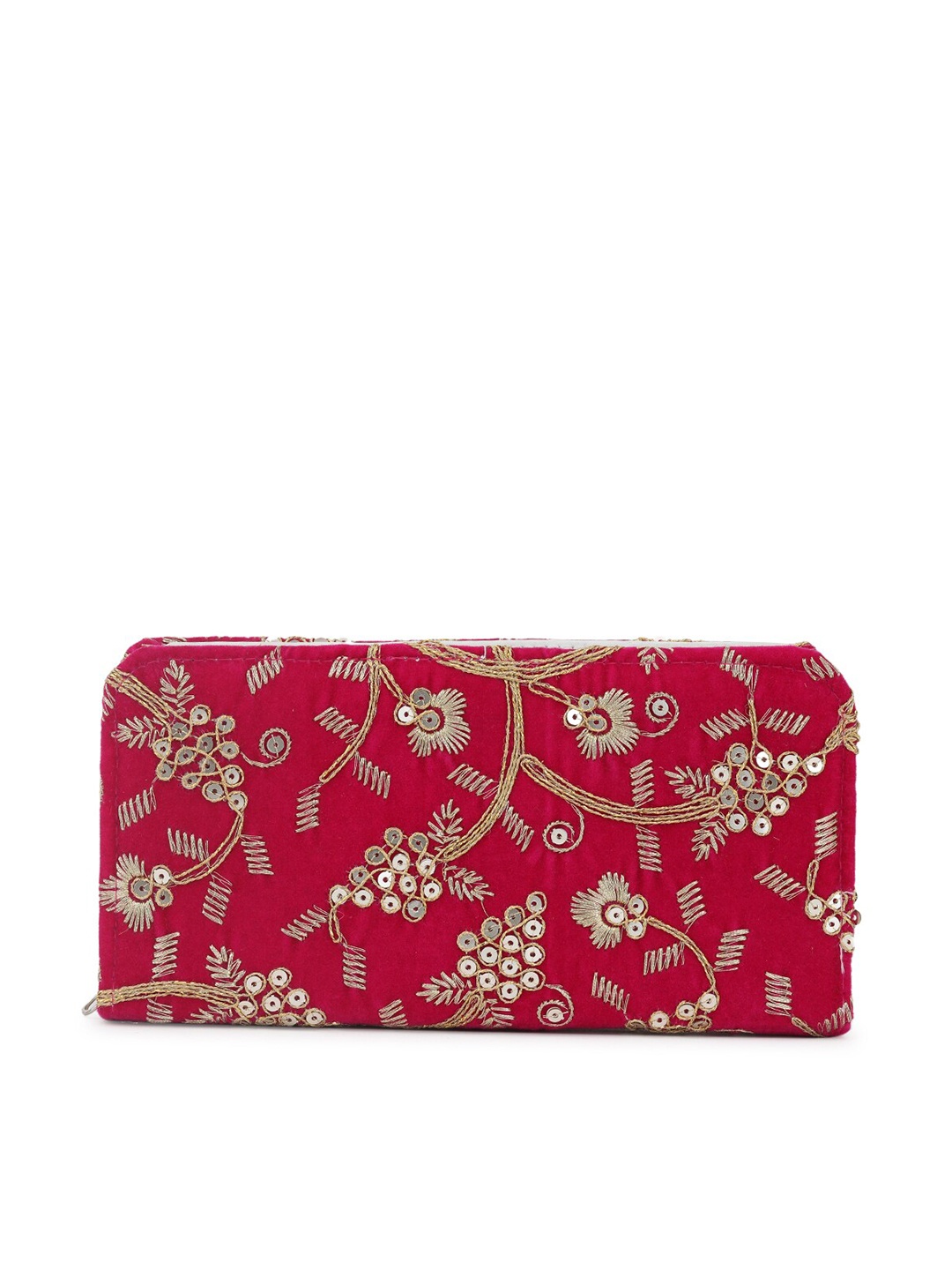 

gaura pakhi Red & Gold-Toned Embellished Purse Clutch
