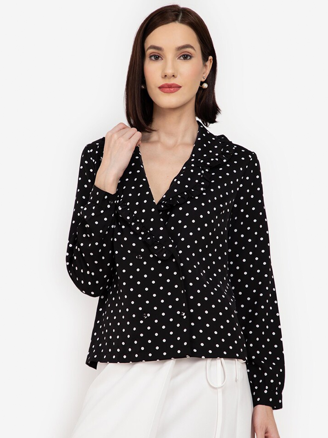 

ZALORA WORK Black Print Top