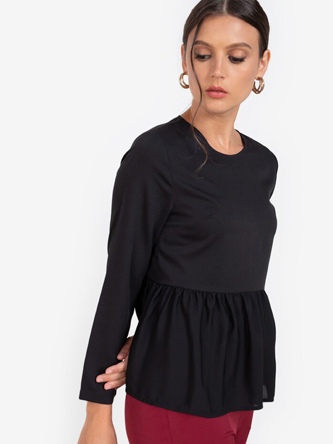 

ZALORA WORK Black Baby Doll Blocked Top