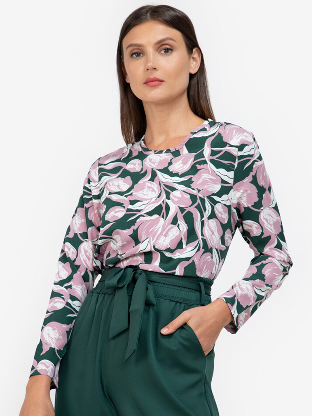 

ZALORA WORK Multicoloured Tropical Print Tropical Top, Multi