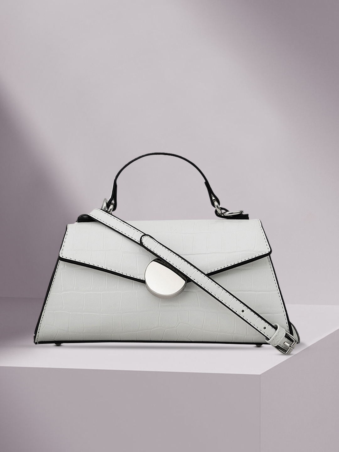 

MIRAGGIO White Textured PU Structured Sling Bag