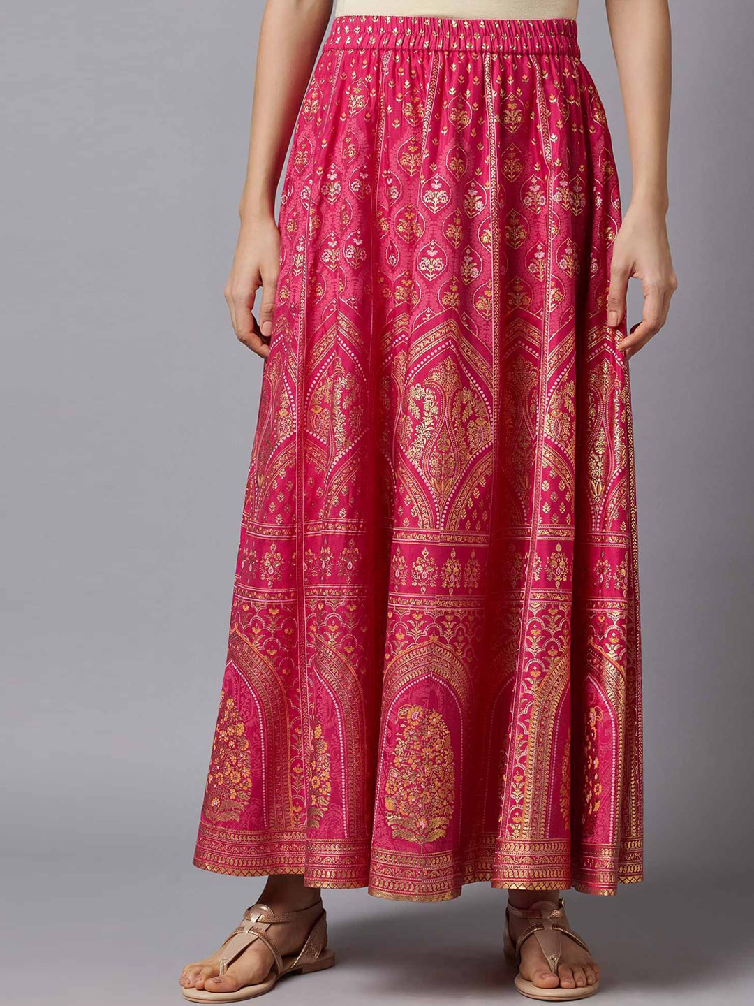 

AURELIA Pink Ethnic Motifs Printed Skirt