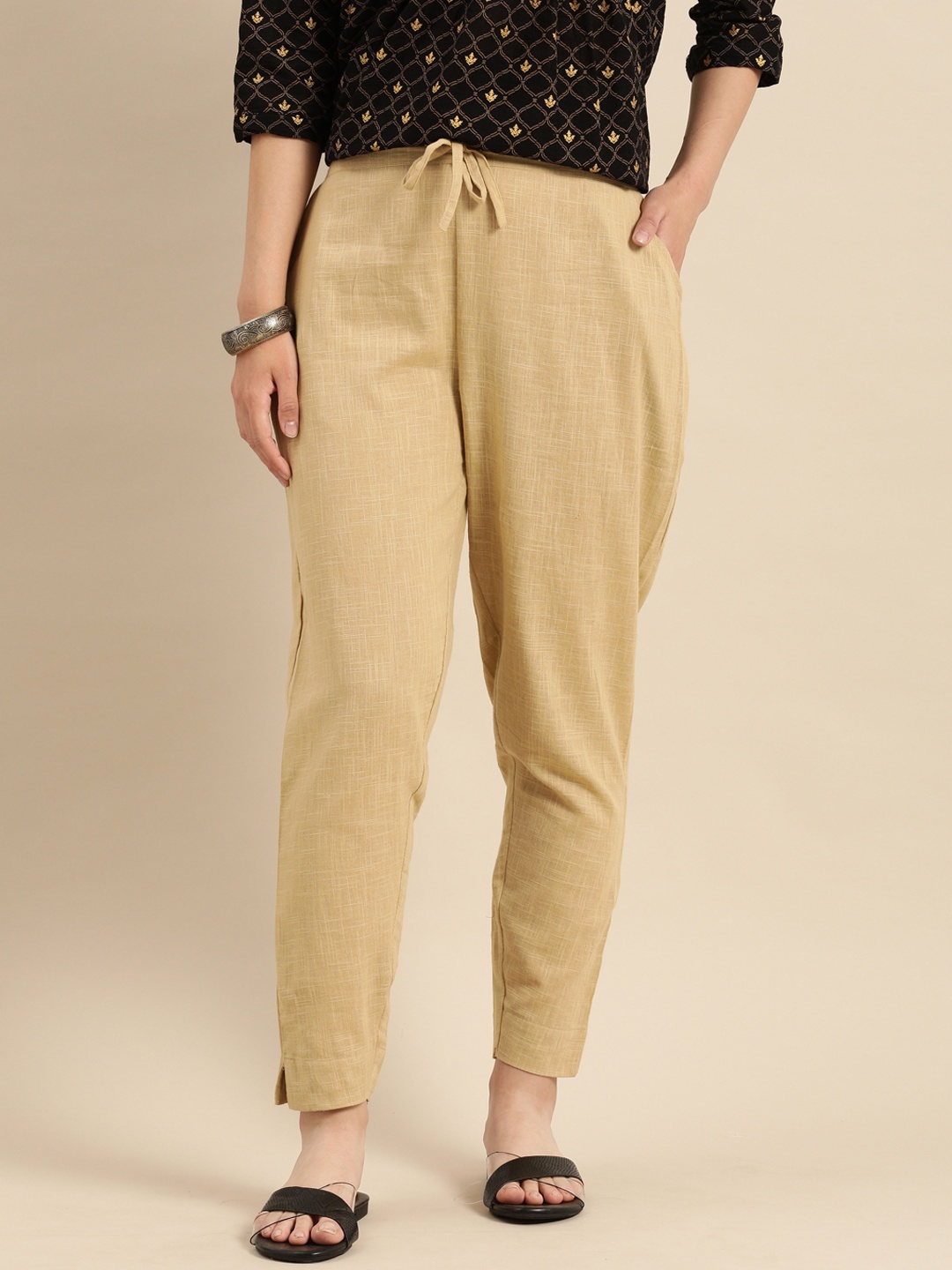 

Roly Poly Women Camel Brown Relaxed Easy Wash Trousers