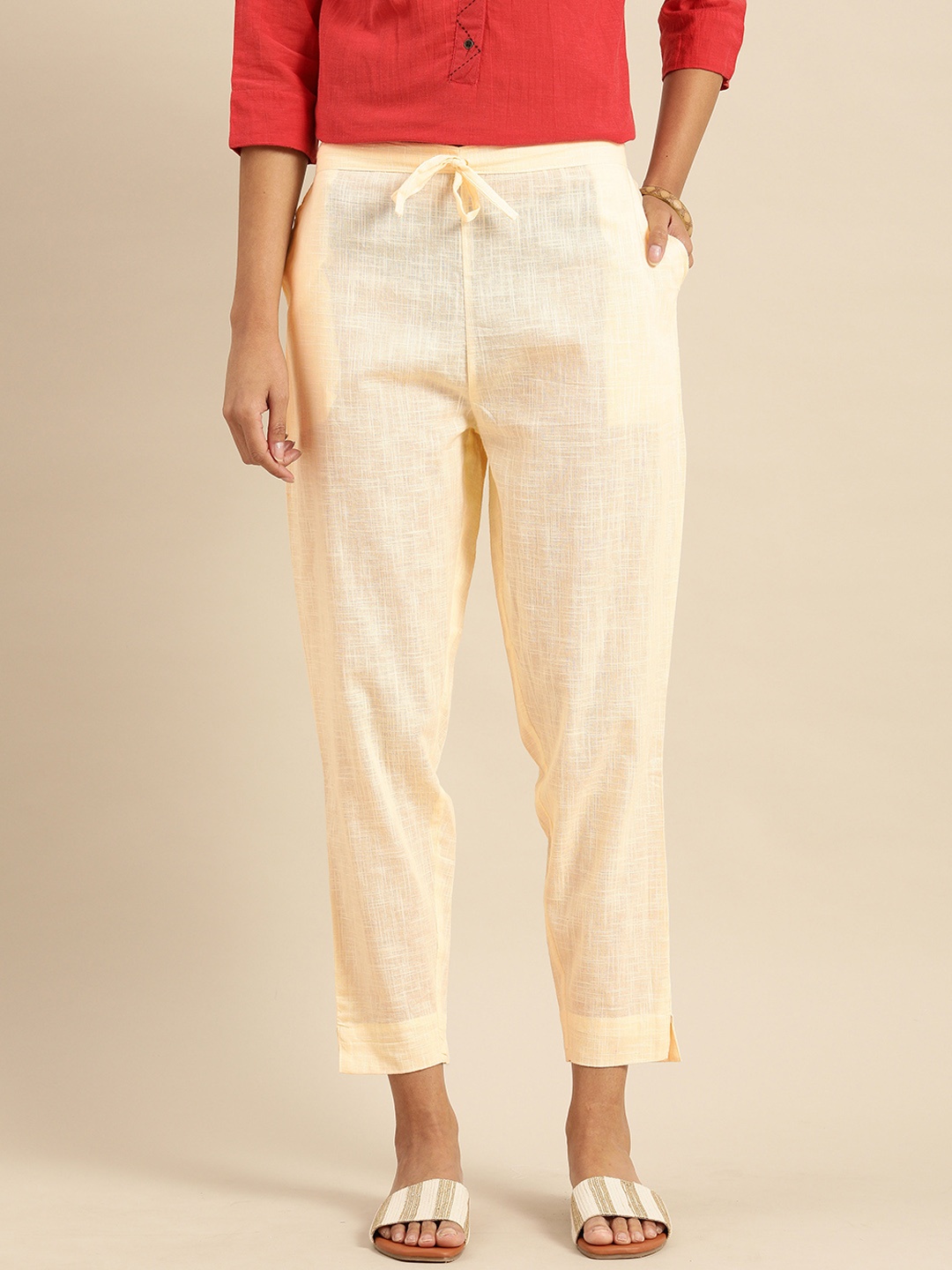 

Roly Poly Women Off White Relaxed Easy Wash Trousers