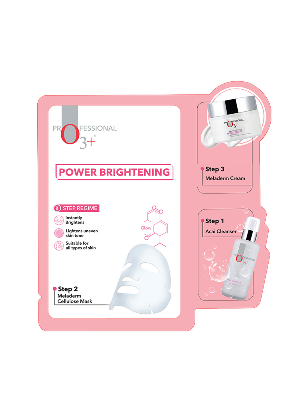 

O3 Power Brightening Instant Home Facial Kit, Pink