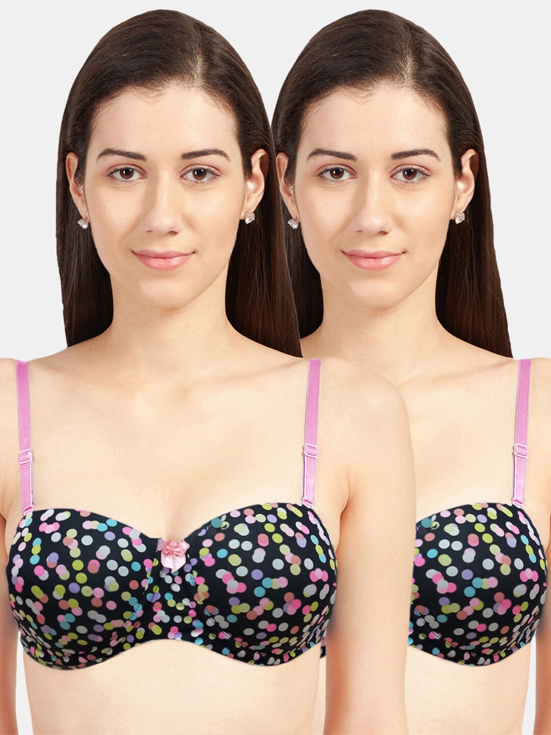 

Sonari Pink & Black Printed Pack Of 2 Underwired Heavily Padded Push-Up Bra