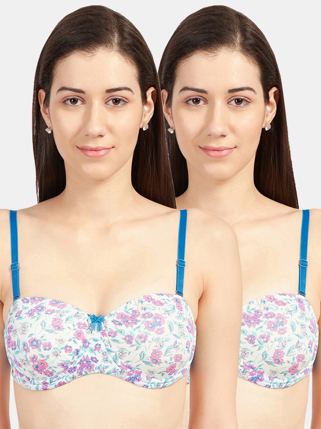 

Sonari Blue & Off White Floral Underwired Push-Up Bra