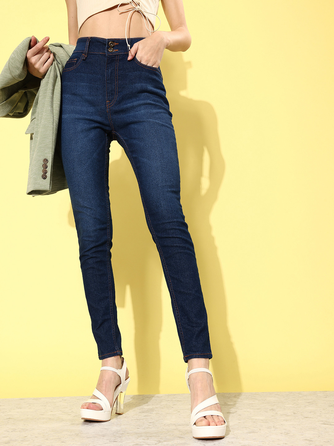 

Roadster Women Deep Navy Blue High-Rise Super Skinny Fit Stretchable Jeans