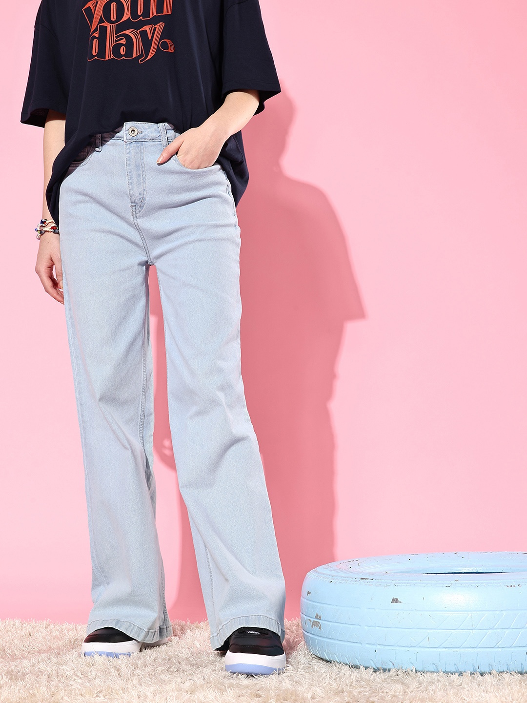 

Roadster Women Blue Wide Leg Fit Stretchable Jeans