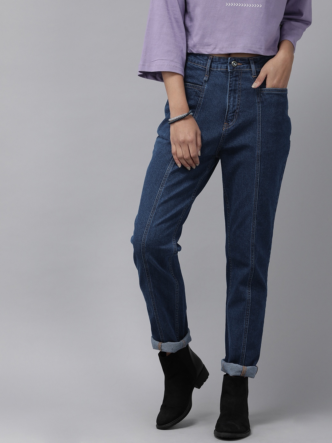 

The Roadster Life Co. Women Dark Blue Mid-Rise Slim Fit Stretchable Jeans