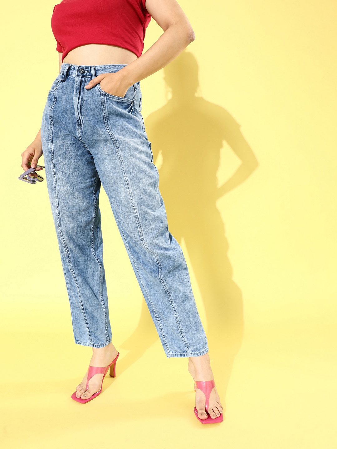 

Roadster Women Blue Slouchy Fit High-Rise Light Fade Stretchable Jeans
