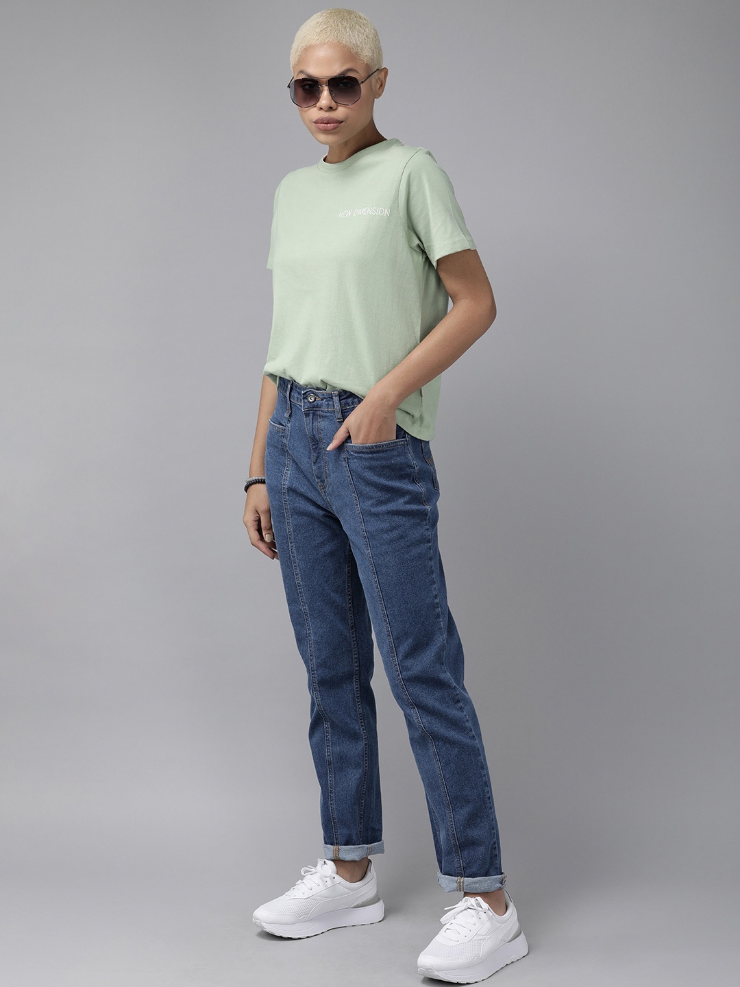 

Roadster Women Blue Boyfriend Fit High-Rise Stretchable Jeans