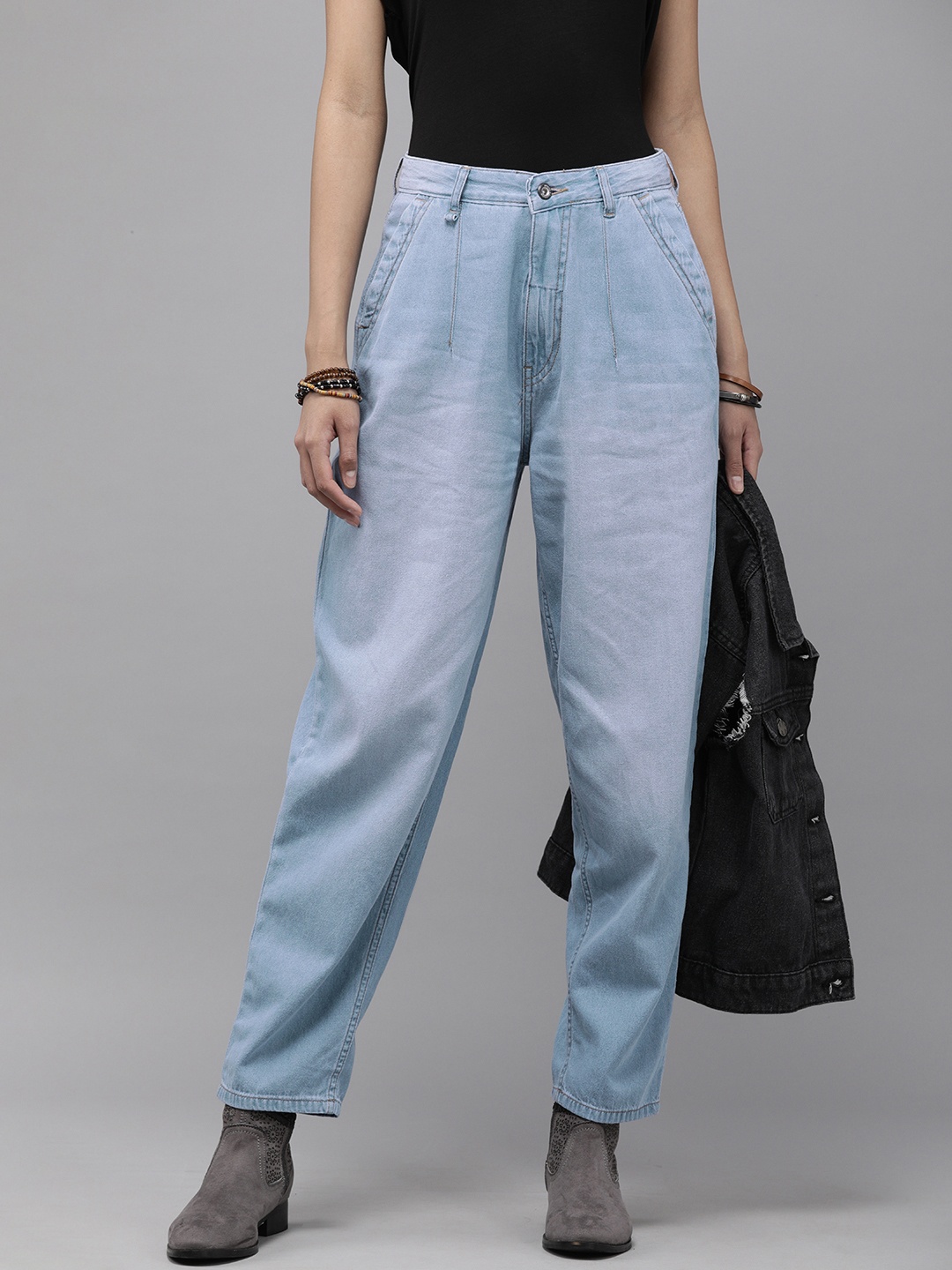 

Roadster Women Blue Mom Fit Clean Look Stretchable Jeans