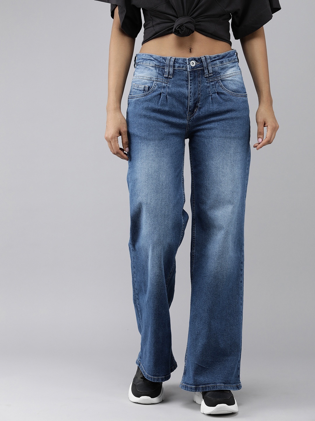 

Roadster Women Blue Wide Leg Light Fade Stretchable Jeans