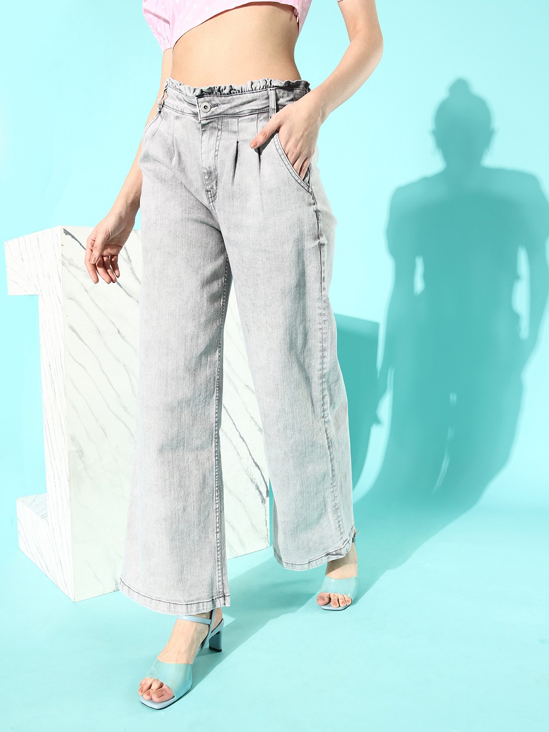 

Roadster Women Green Wide Leg Fit Stretchable Jeans