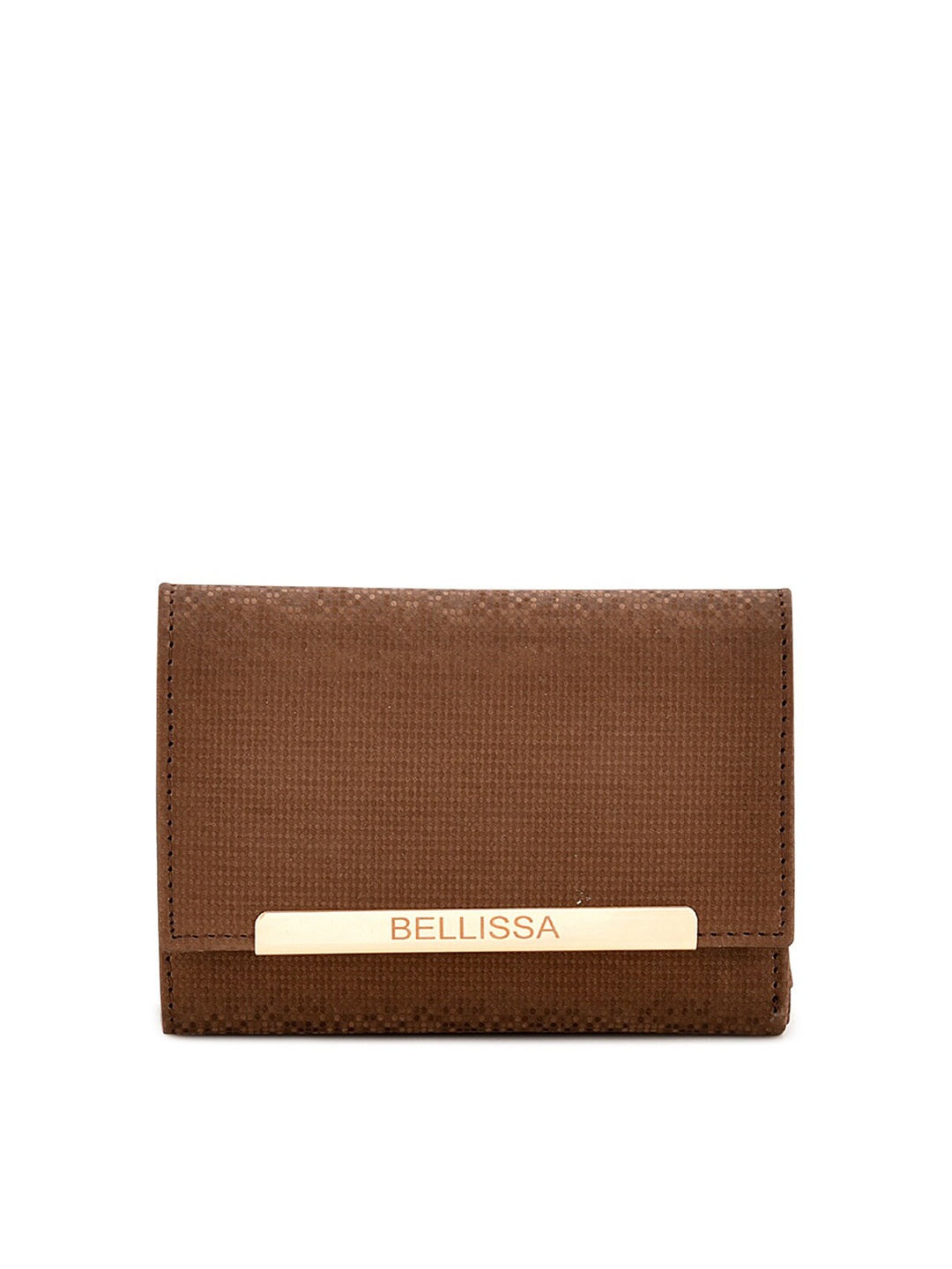 

Bellissa Women Brown Abstract Textured PU Three Fold Wallet