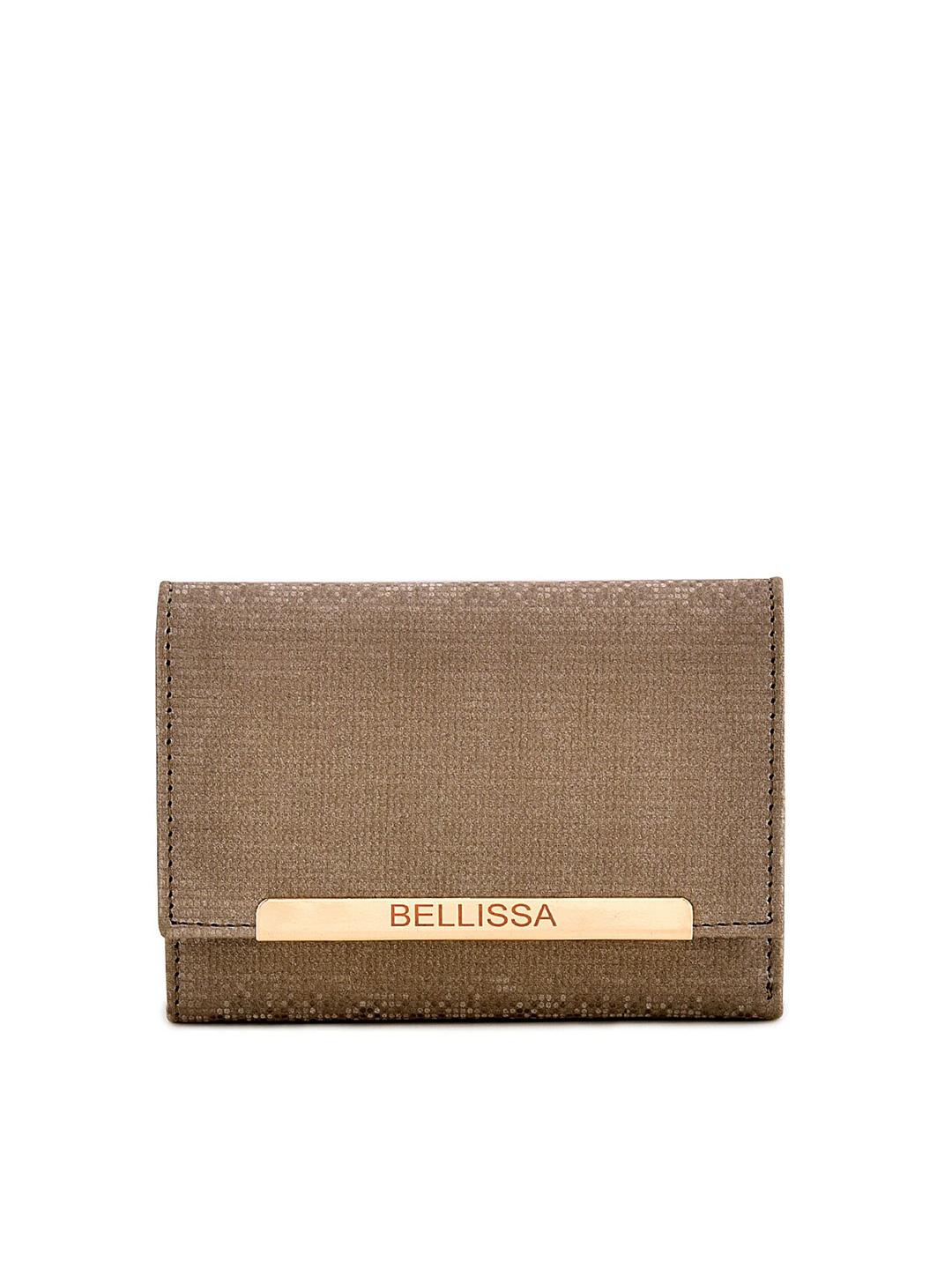 

Bellissa Women Grey Abstract Textured PU Three Fold Wallet with Passport Holder