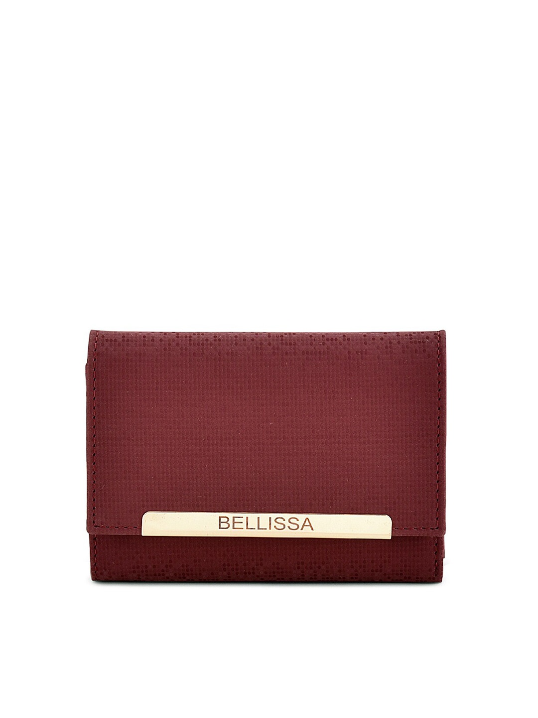 

Bellissa Women Burgundy Textured PU Three Fold Wallet
