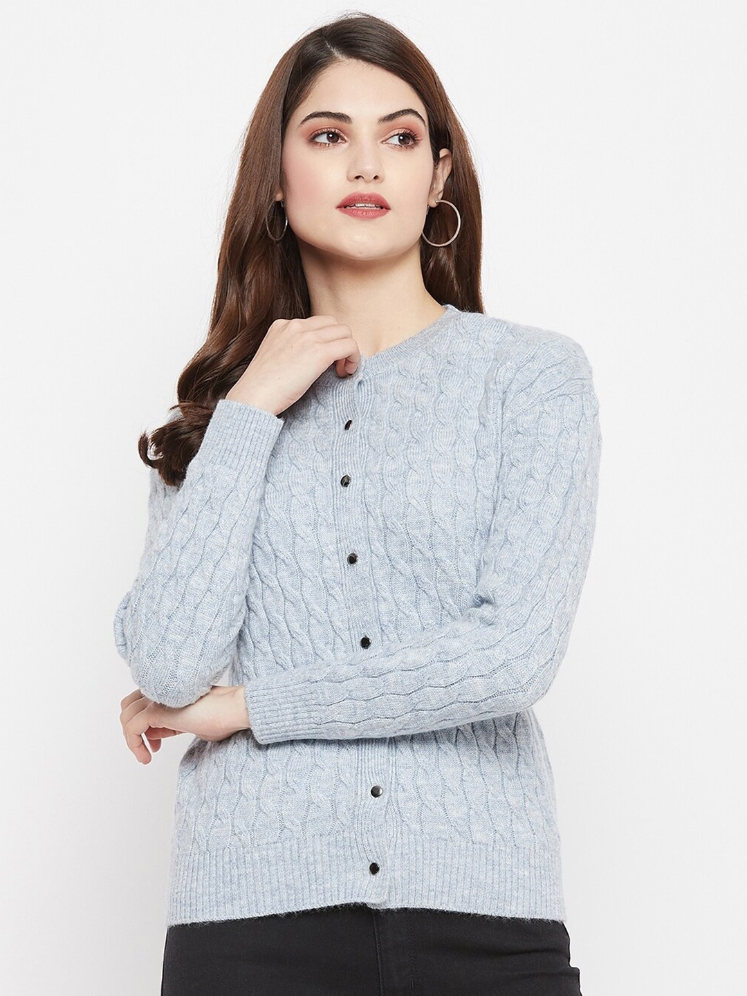 

Octave Women Blue Quirky Ribbed Sweater Vest
