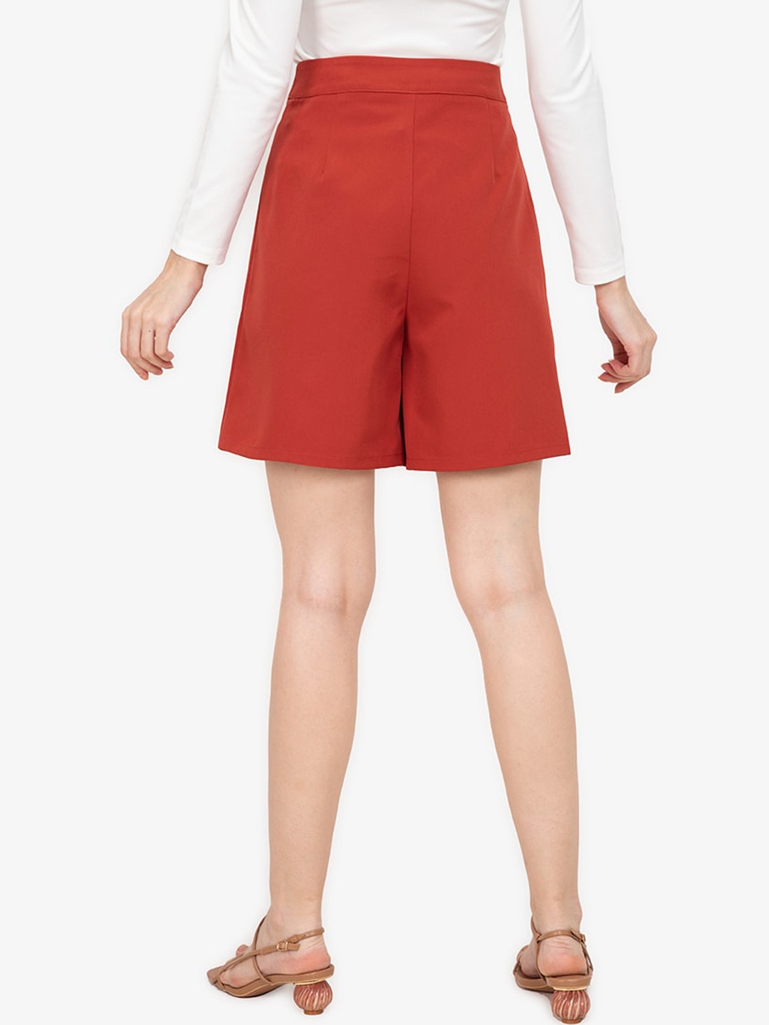 

ZALORA WORK Women Orange Solid Tailored Shorts