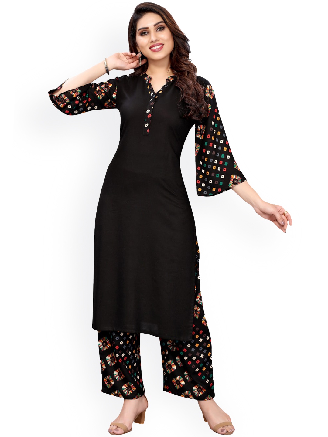 

KALINI Women Black Printed Kurta with Palazzos