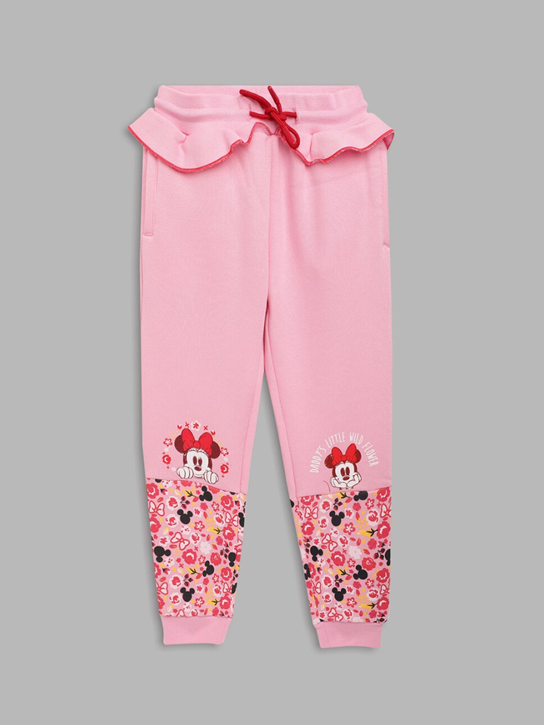 

Blue Giraffe Girls Pink Minnie Mouse Printed Joggers