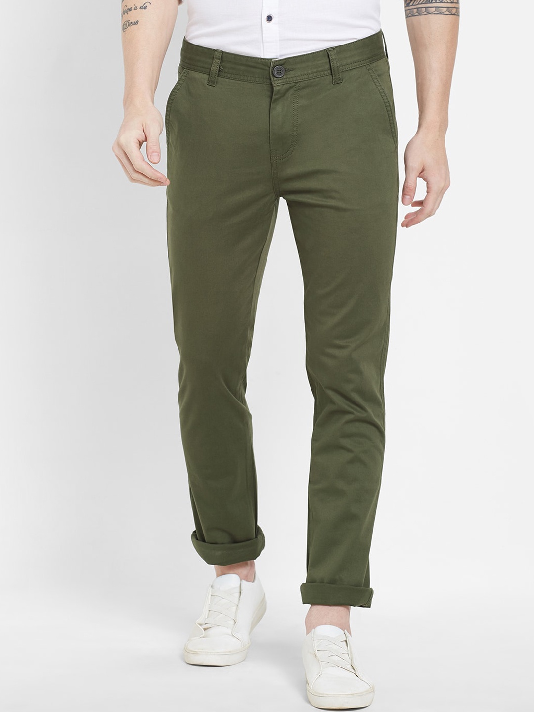 

Pepe Jeans Men Olive Green Trousers