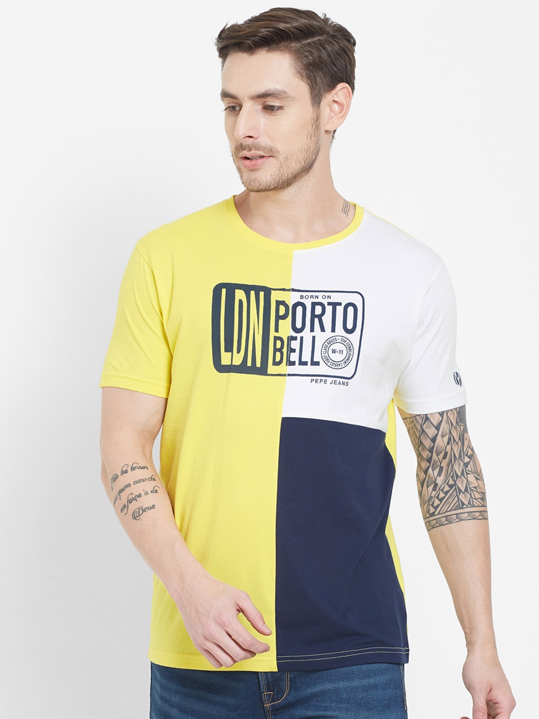 

Pepe Jeans Men Yellow Typography Printed Pure Cotton T-shirt