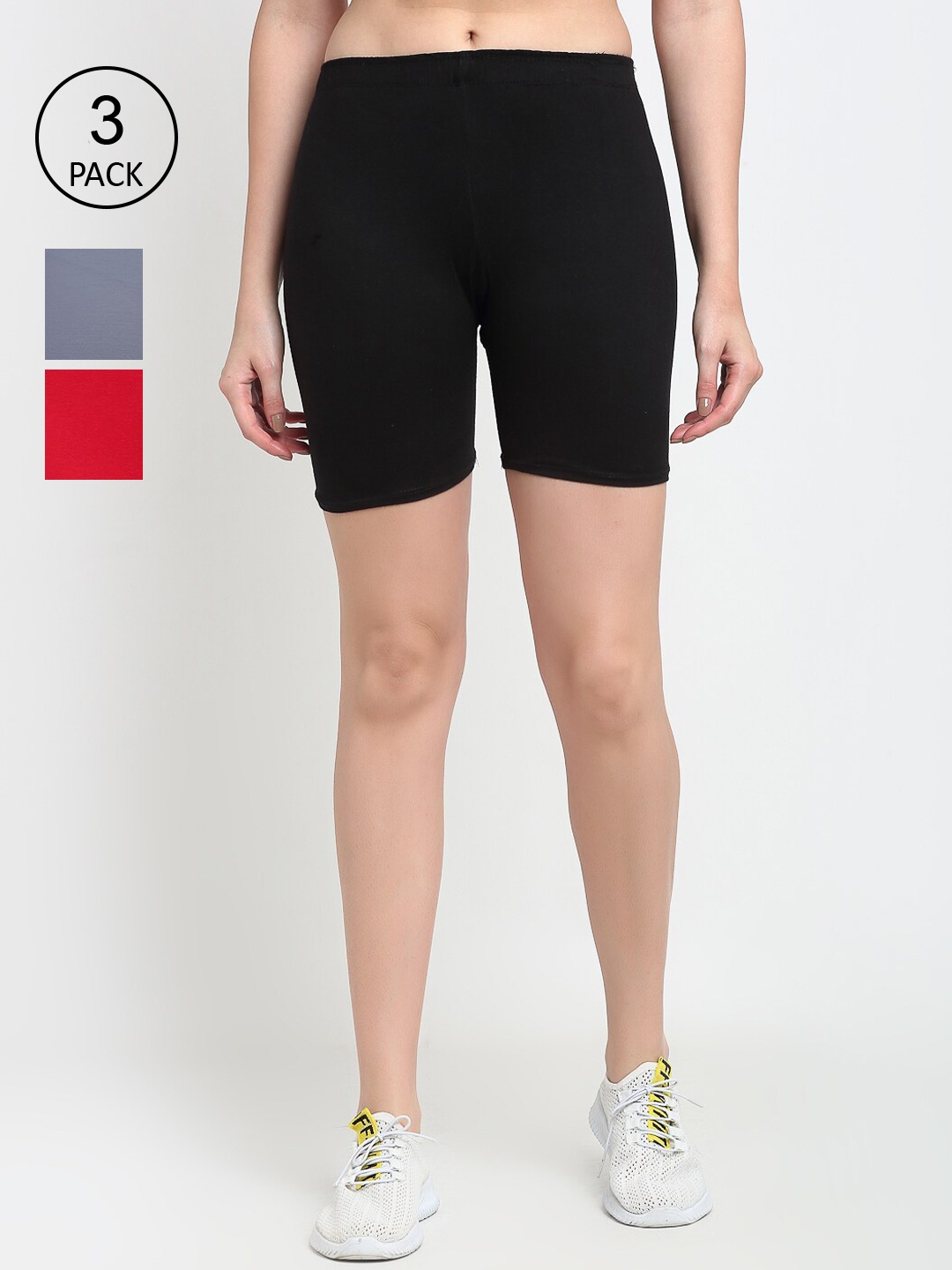 

GRACIT Women Pack Of 3 Black Outdoor Sports Shorts